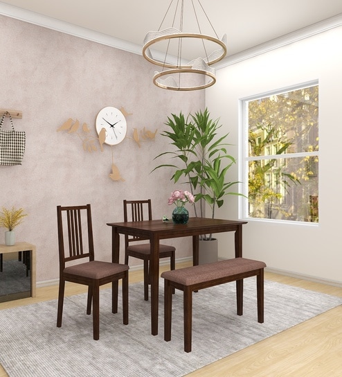 Monterey 4 Seater Dining Set with Bench in Dark Cappuccino Finish