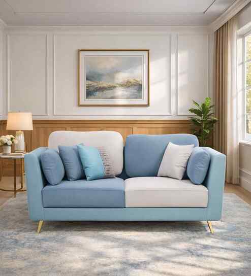 Montez Velvet 2 Seater Sofa in Arctic Blue Colour