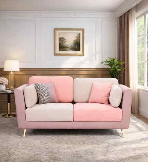 Montez Velvet 2 Seater Sofa in Clay Blush Colour