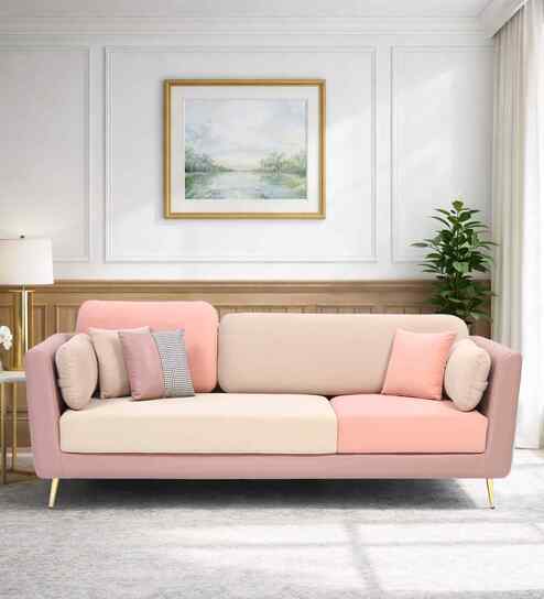 Montez Velvet 3 Seater Sofa in Clay Blush Colour