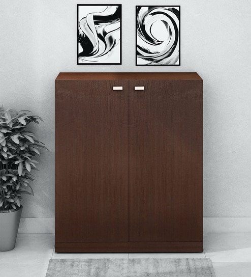 Monza 2 Door Shoe Cabinet in Brown Colour