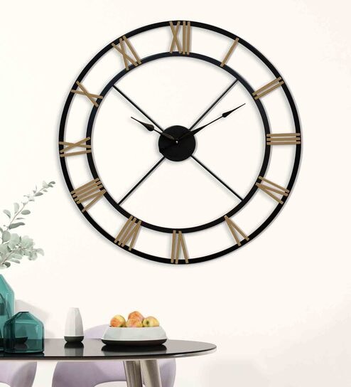 Elegant Black Metal Novelty Wall Clock