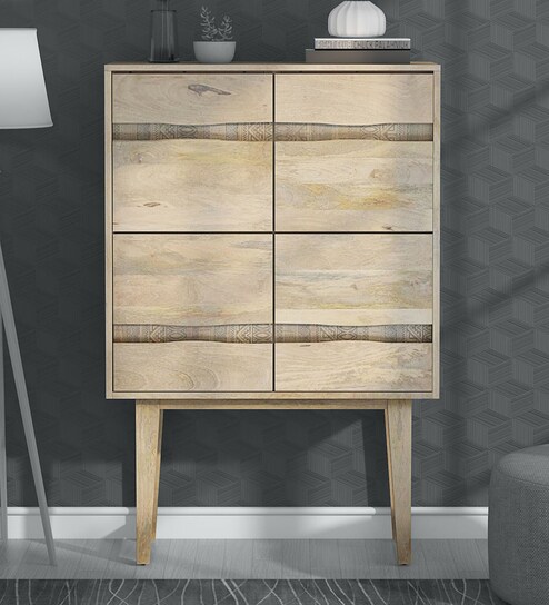 Buy Morocco Solid Wood Tall Cabinet With Printed Doors In Natural Finish By Woodsworth Online Contemporary Cabinets Cabinets Furniture Pepperfry Product