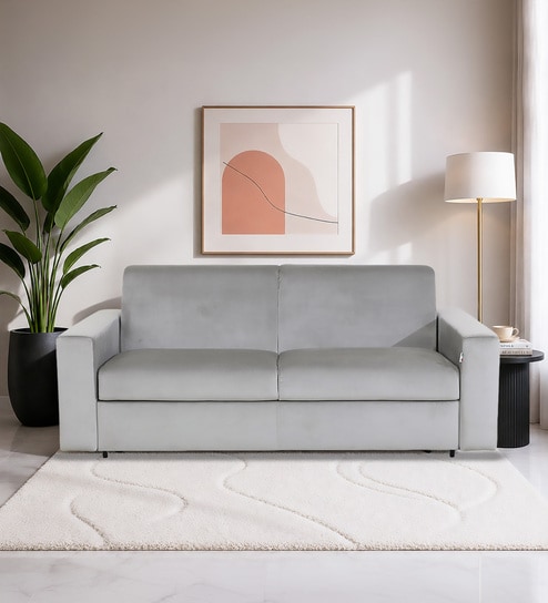 home4u Morris Covertible 3 Seater Sofa Cum Bed In Grey Colour-picture-37