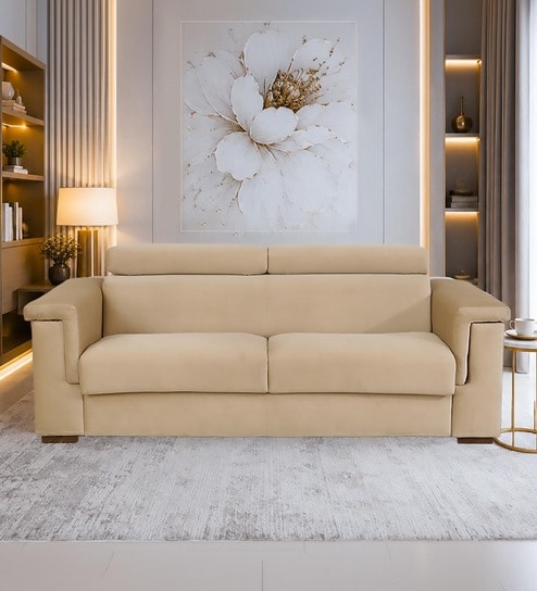 home4u Morris Covertible 3 Seater Sofa Cum Bed In Ivory Colour-picture-43