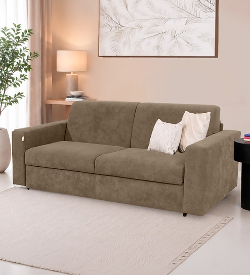 home4u Morris Covertible 3 Seater Sofa Cum Bed In Dark Brown Colour-picture-35