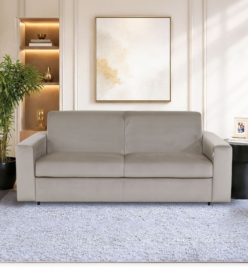 home4u Morris Covertible 3 Seater Sofa Cum Bed In Light Brown Colour-picture-39