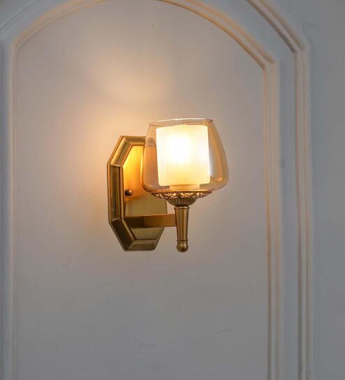 Morvah Metal & Glass Wall Light (Amber)