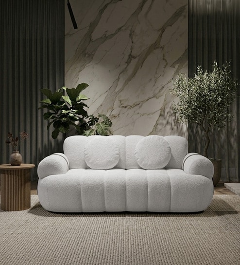 Moss 2 Seater Sofa In White Color