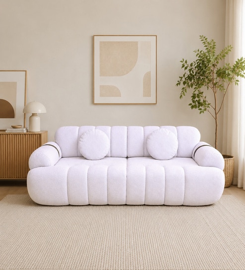 Moss 3 Seater Sofa In White Color
