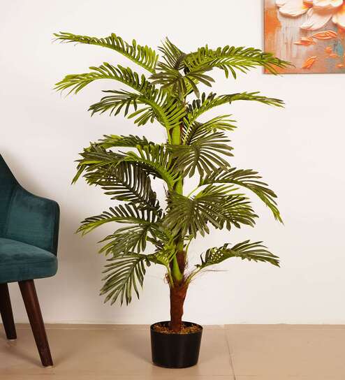 Artificial Moss Areca Palm Tree Plant with Black Pot