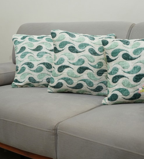 Moss Polyester Abstract 16x16 inches Cushion Covers Set of 3