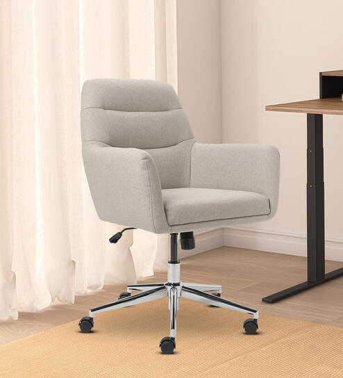 Mosto Leatherette Guest Chair In Light Grey  Colour