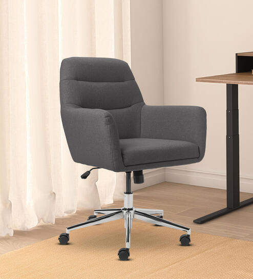 Mosto Leatherette Guest Chair In Dark Grey Colour