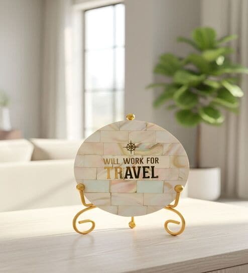 Mother Of Pearl Will Work For Travel Showpiece With Metal Stand