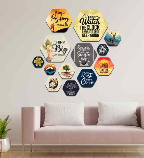 Set of 13 Mountain Quote Wooden Wall Hanging