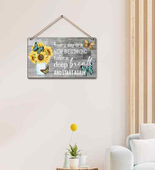 Motivational Quote Wooden Wall Hanging Decor|Every Day Is A New Beginning