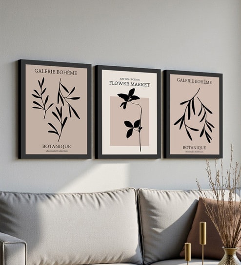 Botanical Leaf Silhouette Wall Art Framed Set of 3-image-23