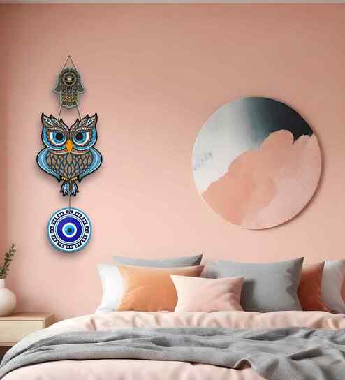 Evil Eye Owl Wooden Wall Hanging