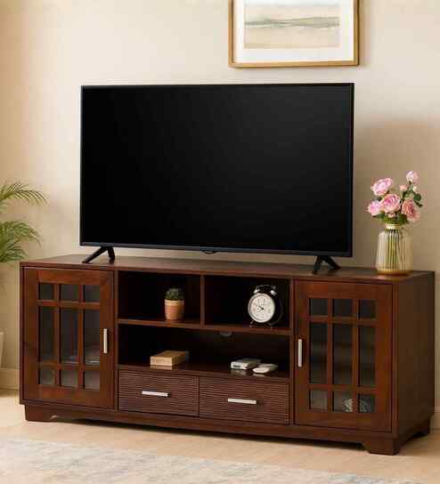 Mourya Wooden TV Unit In Brown Finish