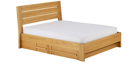 Buy Modern Platform Queen Bed With Pull Out Drawers In Brown