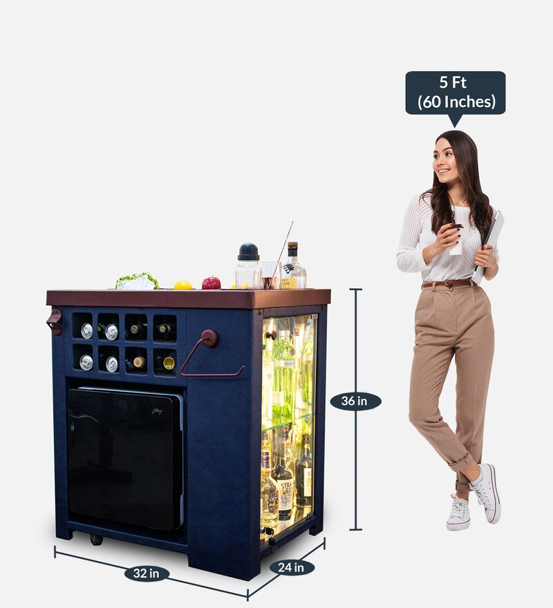 Buy Model X Home Bar Cabine With Built in 30L Fridge & Wheels in