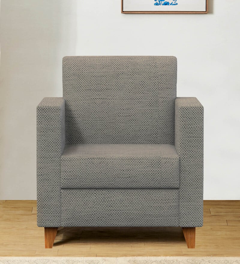 Buy Modern Fabric 1 Seater Sofa in Bangalore Grey Colour by Chumbak