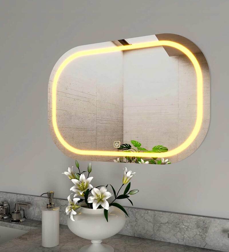 Buy Modern Designed LED Curved Wall Mirror By WallMantra Online LED Mirrors Mirrors Home