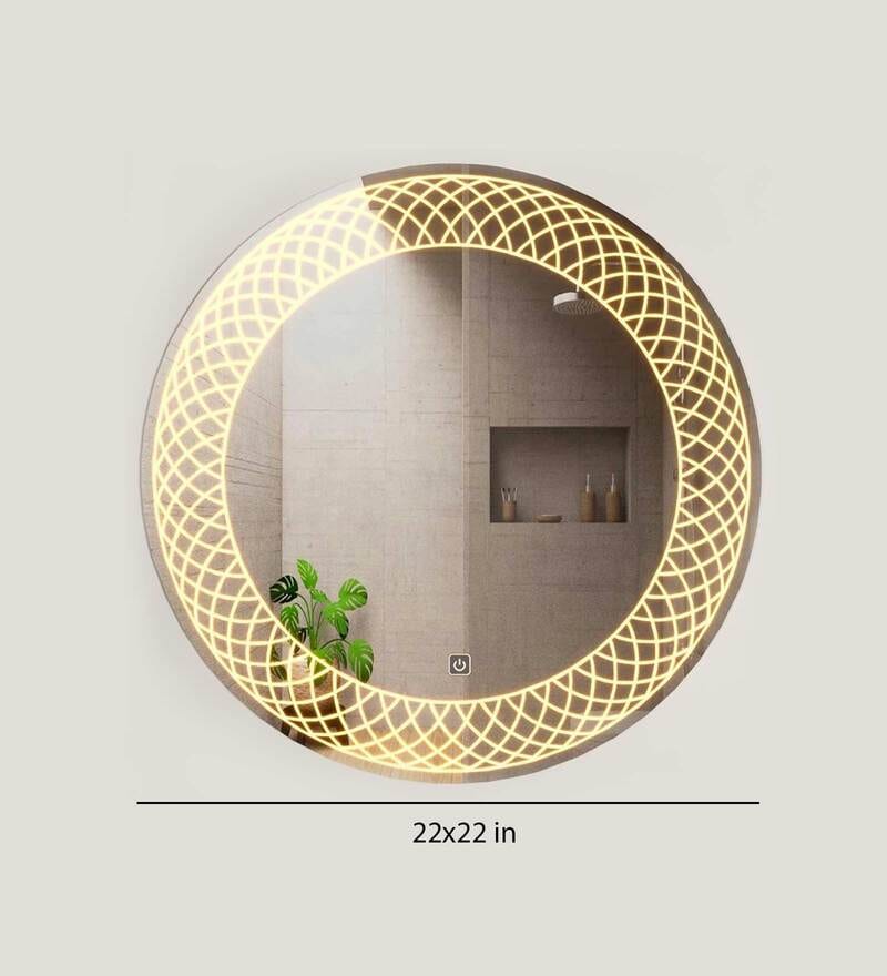 Buy Modern Designed LED Round Wall Mirror By WallMantra Online LED