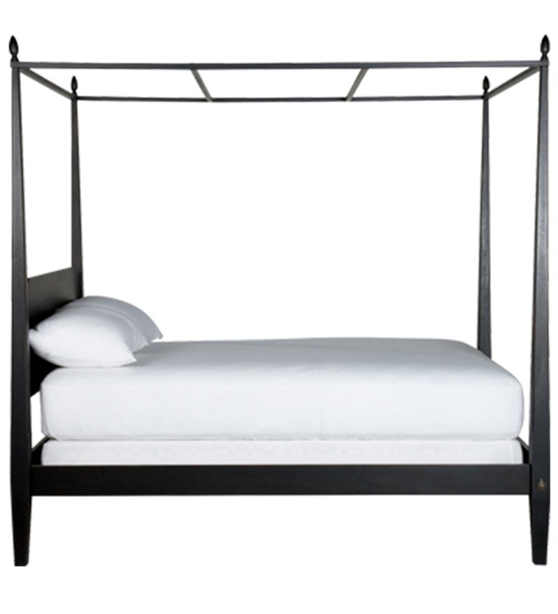 Buy Modern Four Poster Bed with Slatted Canopy and Tapered Posts in