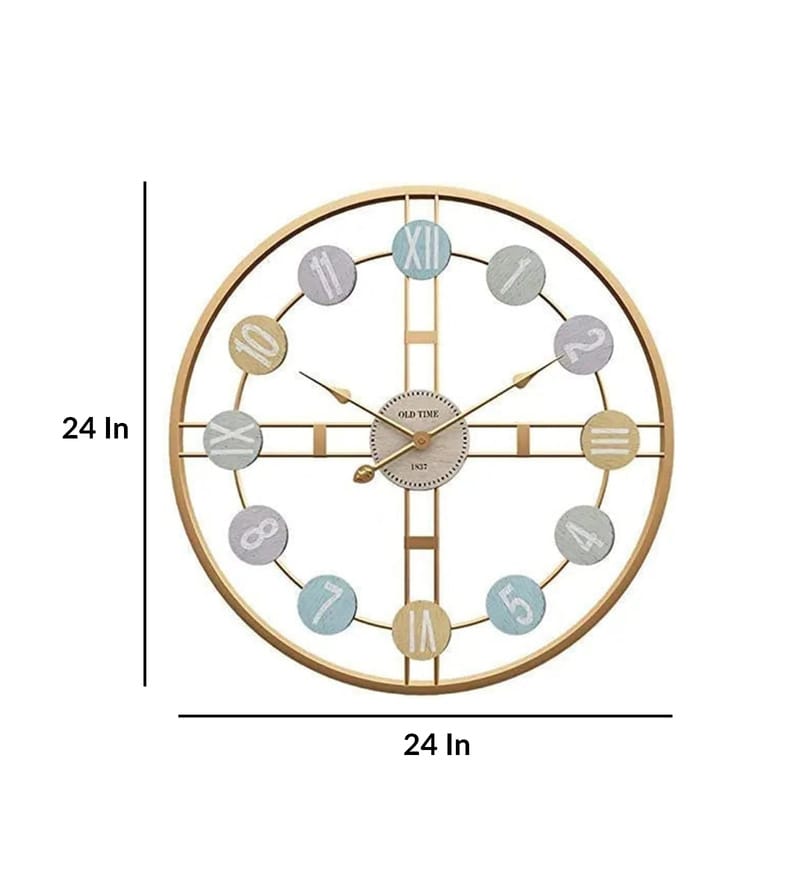 Buy Modern Roman Gold Analog Wall Clock by Handicraft Town Online