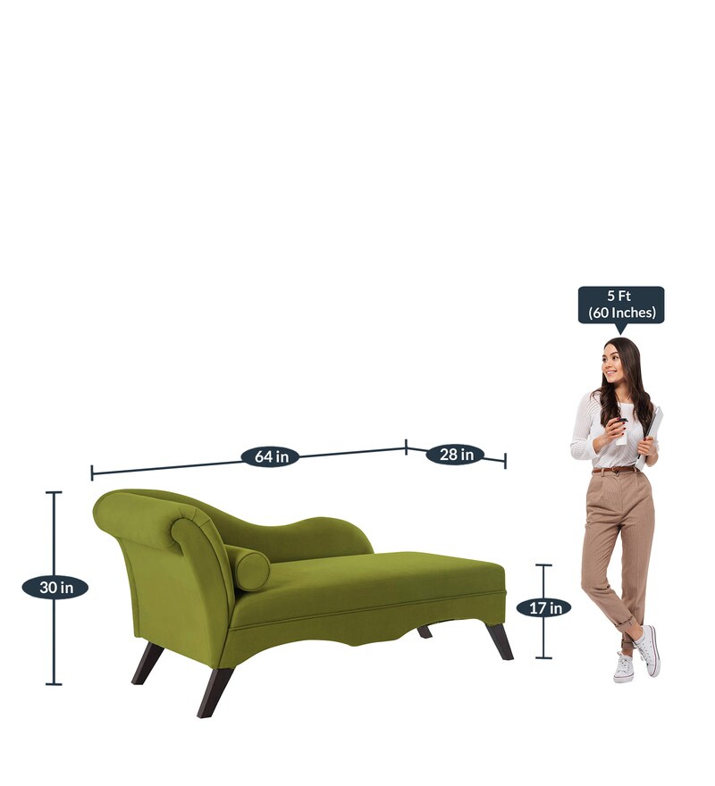 Buy Modern Velvet Chaise Lounger in Olive Green Colour by Dreamzz