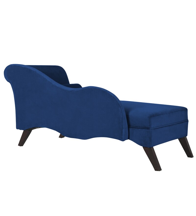 Buy Modern Velvet Chaise Lounger in Navy Blue Colour by Dreamzz