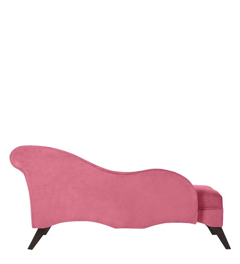 Buy Modern Scroll RHS Fabric Chaise Lounger in Pink Colour by Dreamzz