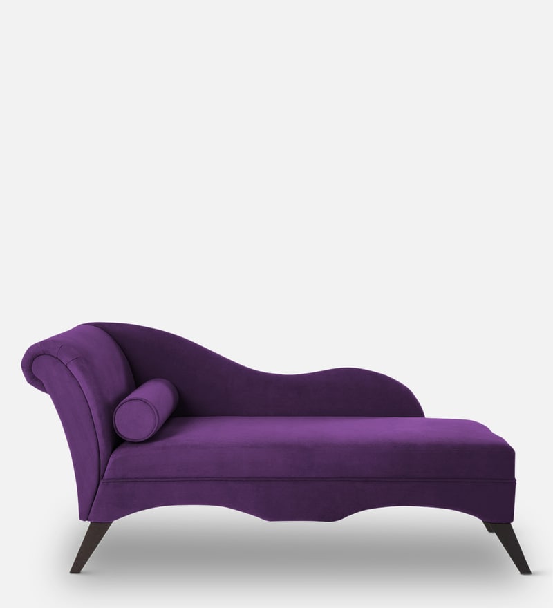 Buy Modern Velvet Chaise Lounger in Purple Colour by Dreamzz Furniture