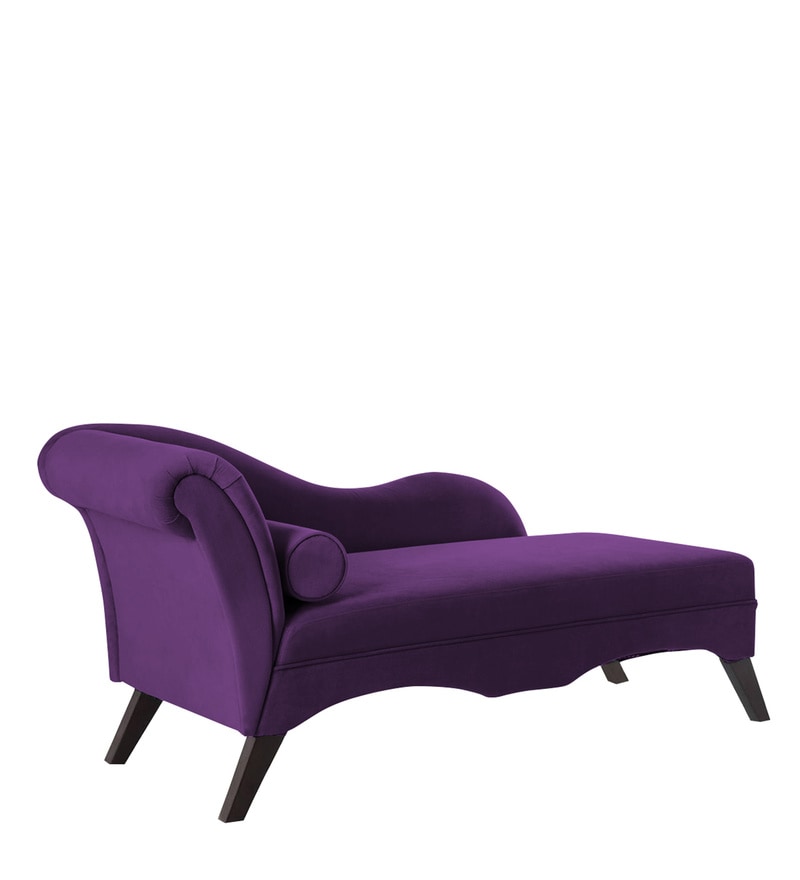 Buy Modern Velvet Chaise Lounger in Purple Colour by Dreamzz Furniture