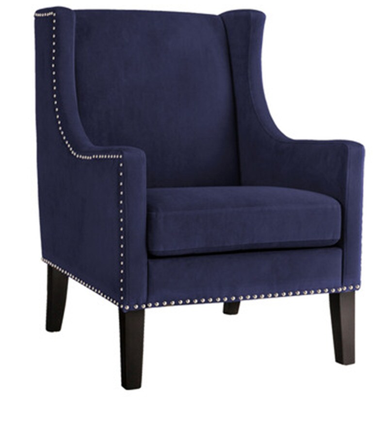 dark blue wingback chair