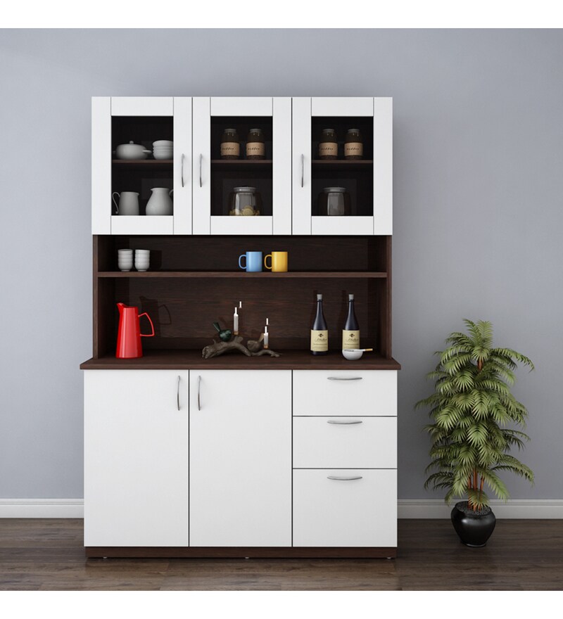 Buy Modish Crockery Unit in Wenge & Frosty White Finish Online