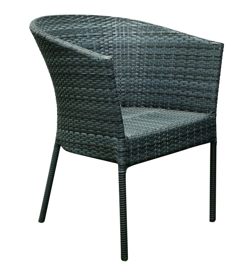 Buy Monaco Wicker Table and Chair Set in Black & White with 2 Chairs