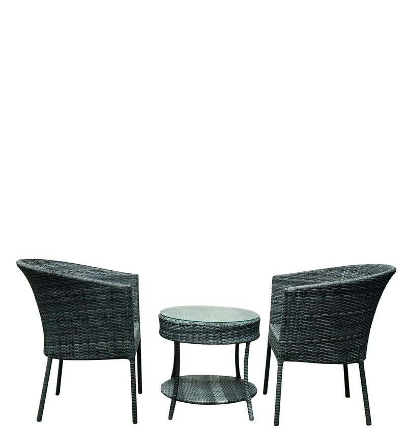 Buy Monaco Wicker Table and Chair Set in Black & White with 2 Chairs ...