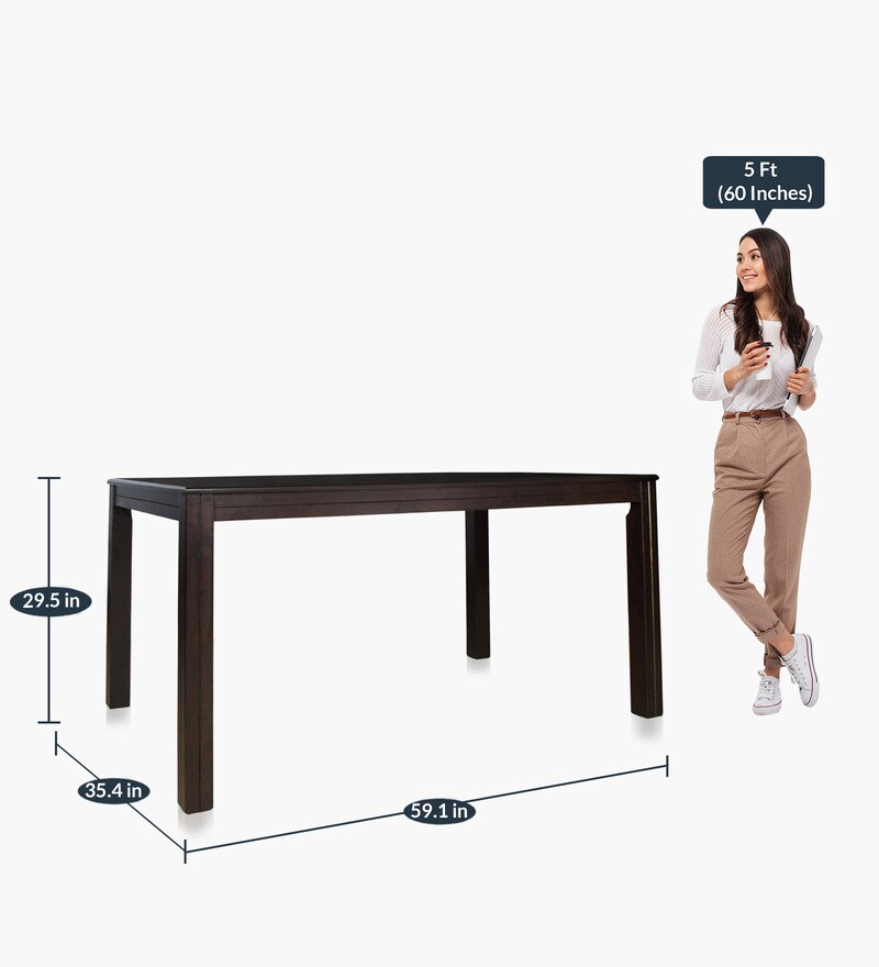 Buy Montoya 6 Seater Dining Table Set with Chair in Brown Color by Home