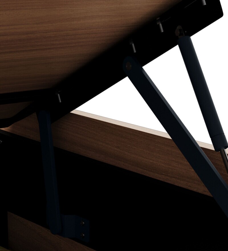 Buy Morf Queen Size Bed in Brown & Cream Finish with Hydraulic Storage