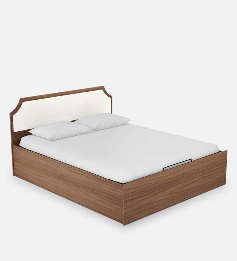 Buy Morf Queen Size Bed in Brown & Cream Finish with Hydraulic Storage