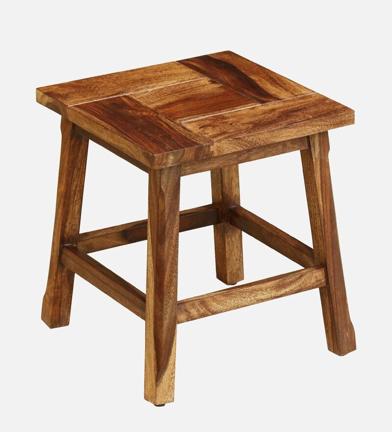 Buy Yaroslave Sheesham Wood Seating Stool In Rustic Teak Finish By