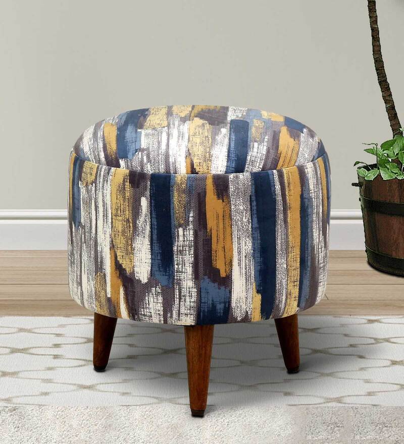 Buy Mozart Velvet Seating Stool In Distress Colour Online