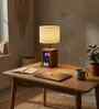 Moby Wooden Table Lamp with Jute Shade & Brown Base