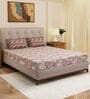 Brown Floral 120 TC Cotton Double Size Bedsheet With 2 Pillow Covers