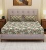 Grey Floral 120 TC Cotton Double Size Bedsheet With 2 Pillow Covers