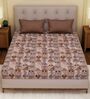 Maroon Floral 120 TC Cotton Double Size Bedsheet With 2 Pillow Covers