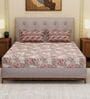 Brown Floral 120 TC Cotton Double Size Bedsheet With 2 Pillow Covers
